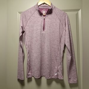 Asics Half Zip Long Sleeved Top Running Athletic Cranberry Gray M EUC Like New